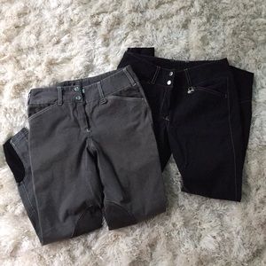 Two Pair Black and Army Grey Equine Couture Breech